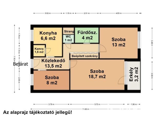 Körös-parton első emeleti, 2,5 szobás téglalakás eladó!